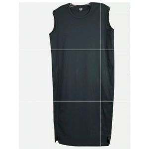 New Uniglo Blue Minimalist Oversized Shift Dress Cotton Knit Sleeveless Size XS